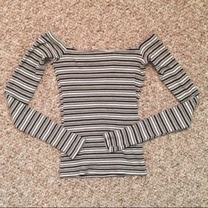 Hollister striped off the shoulder long sleeve top